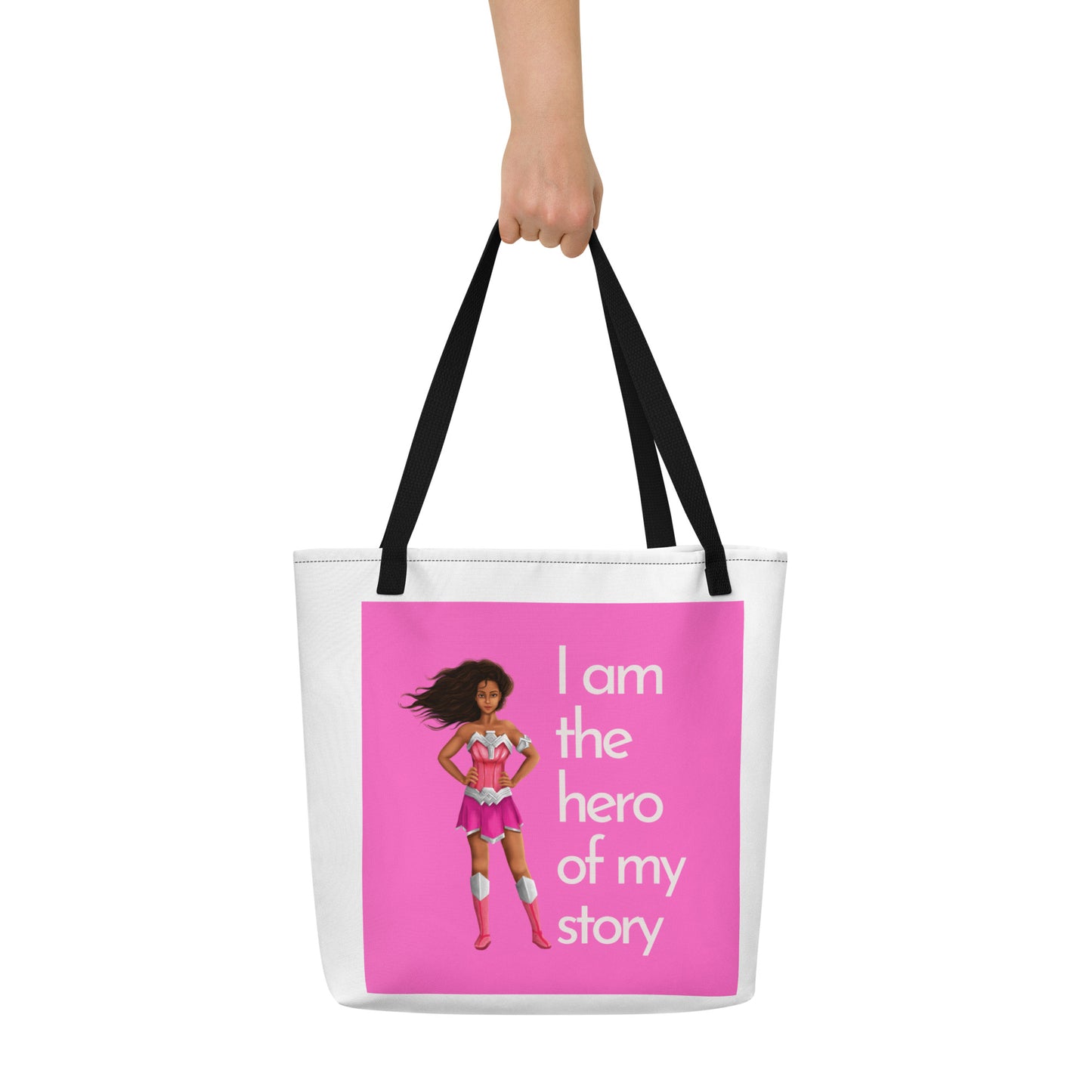 I am the hero of this story-All-Over Print Large Tote Bag