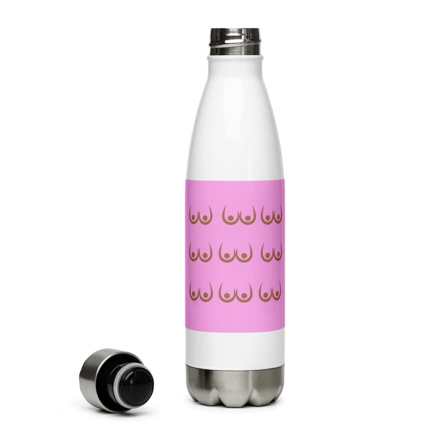 pink & brown-breast cancer-Stainless Steel Water Bottle