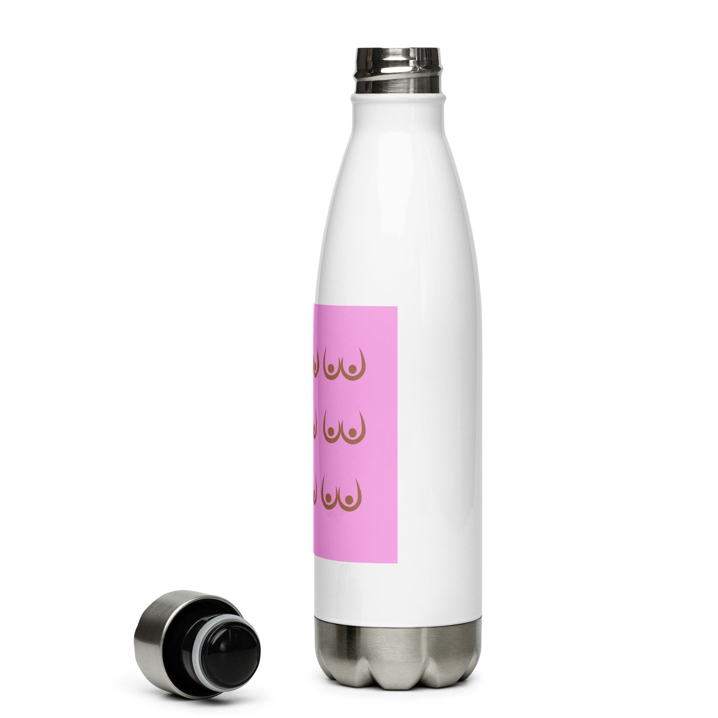 pink & brown-breast cancer-Stainless Steel Water Bottle