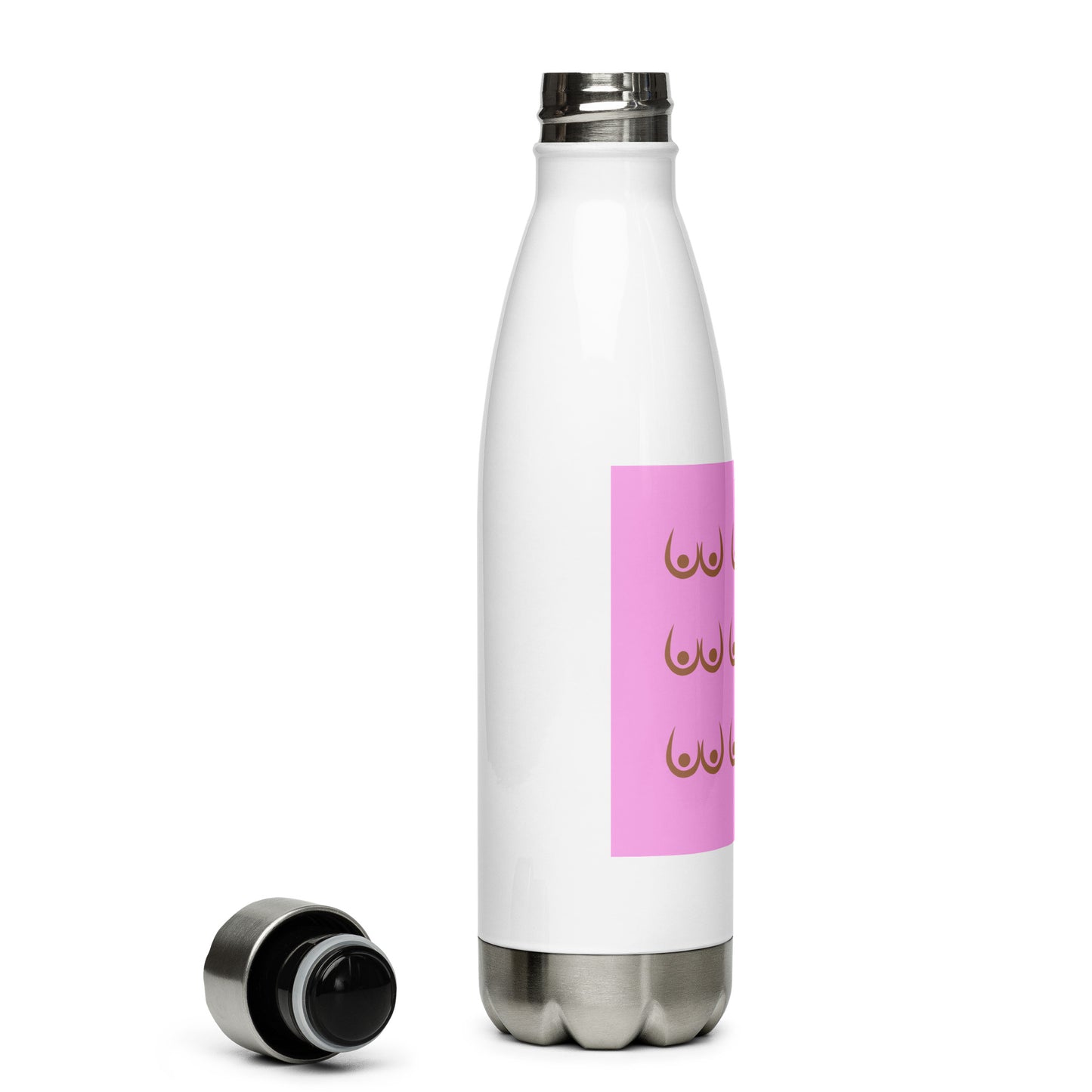 pink & brown-breast cancer-Stainless Steel Water Bottle